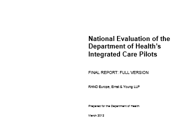 National evaluation of Department of Health’s integrated care pilots