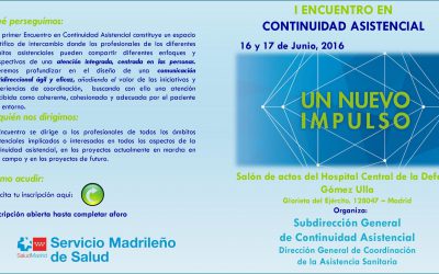El Servicio Madrileño de Salud organiza, los días 16 y 17 de junio, el I Encuentro en Continuidad Asistencial