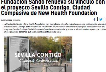 Fundación Sando renueva su compromiso con el proyecto Sevilla Contigo, Ciudad Compasiva de New Health Foundation (20 minutos 22/06/18)