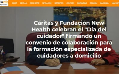 Cáritas y Fundación New Health celebran el «Día del cuidador» firmando un convenio de colaboración. (Sevilla info 05/11/2018)