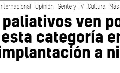 Expertos en paliativos ven positiva la creación de esta categoría en CyL y abogan por implantación a nivel nacional (20 minutos 14/03/19)
