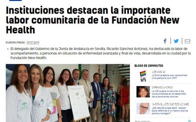 Instituciones destacan la importante labor comuntiaria de la Fundación New Halth ( 20 minutos 9/07/2019)