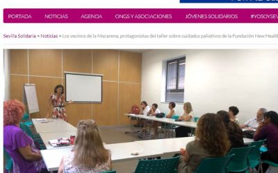 Los vecinos de la Macarena, protagonistas del taller sobre cuidados paliativos de la Fundación New Health (Sevilla Solidaria ABC 4/09/19)